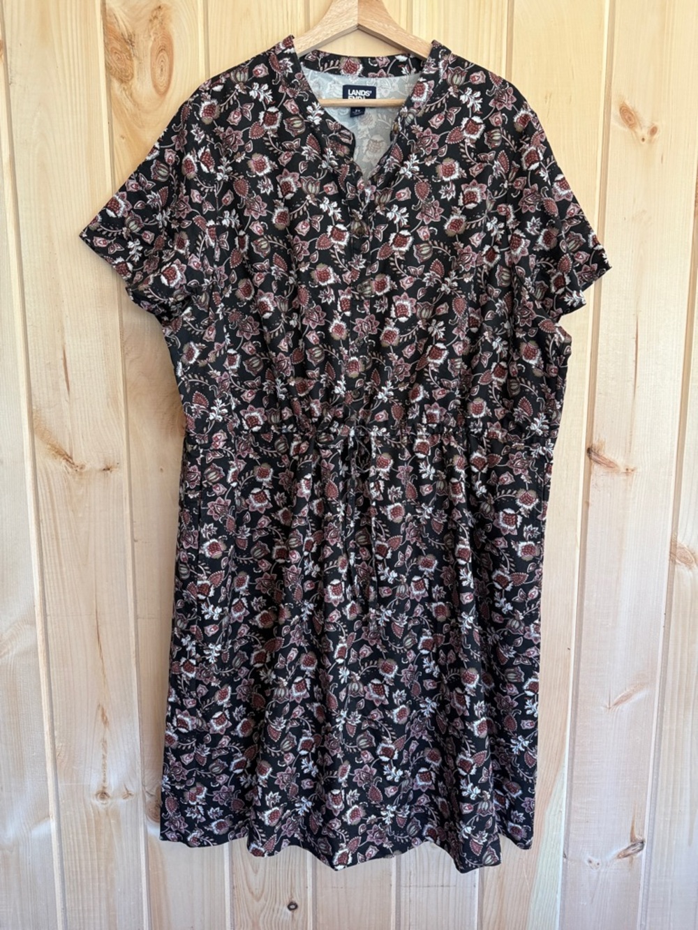 Lands' End Botanical Floral Short Sleeve Dress